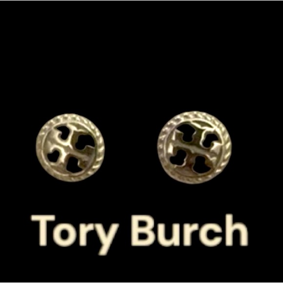 TORY BURCH LOGO earrings in silver NEW WITH TAGS - Picture 2 of 8